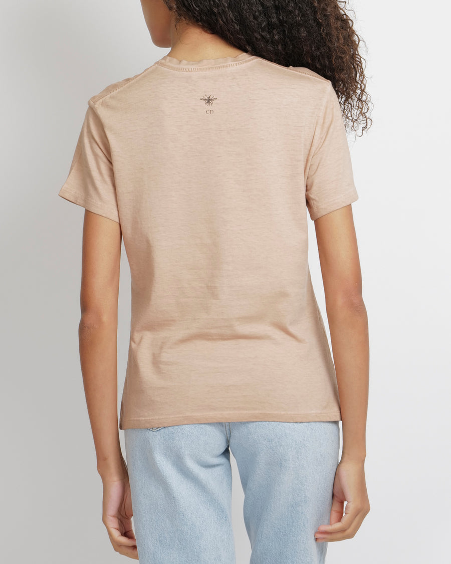 Christian Dior Beige T-Shirt with St Anne Logo Print Size FR 36 (UK 8)