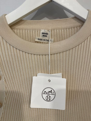 Hermès Cream Robe Modulable Dress with Button Details Size FR 38 (UK 10) RRP £4,000