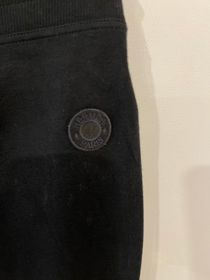 Hermès Black Cotton and Silk Trousers with Back Logo Detailing Size FR 34 (UK 6)