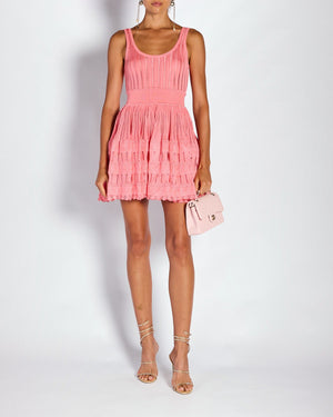 Alaïa Pink Skater Knitted Mini Dress Size FR 40 (UK 12)