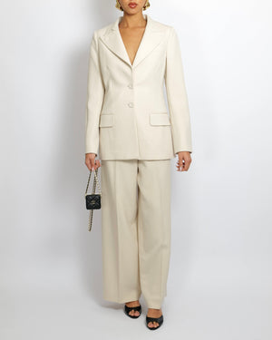 Fendi Cream Wool Jacket and Trouser Suit Set Size IT 38/40 (UK 6/8)