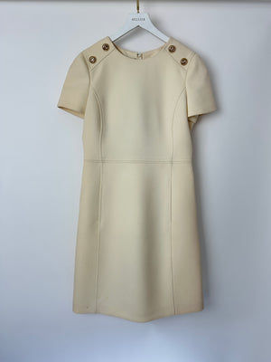 Prada Cream Short Sleeve Midi Dress with Pocket Detail Size IT 44 (UK 12)