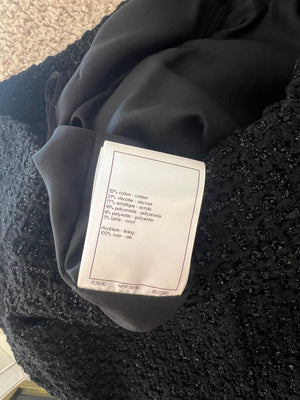 Chanel Black Tweed Shimmery Bermuda Shorts with Silver Flower Crystal Buttons Size FR 34 (UK 6)