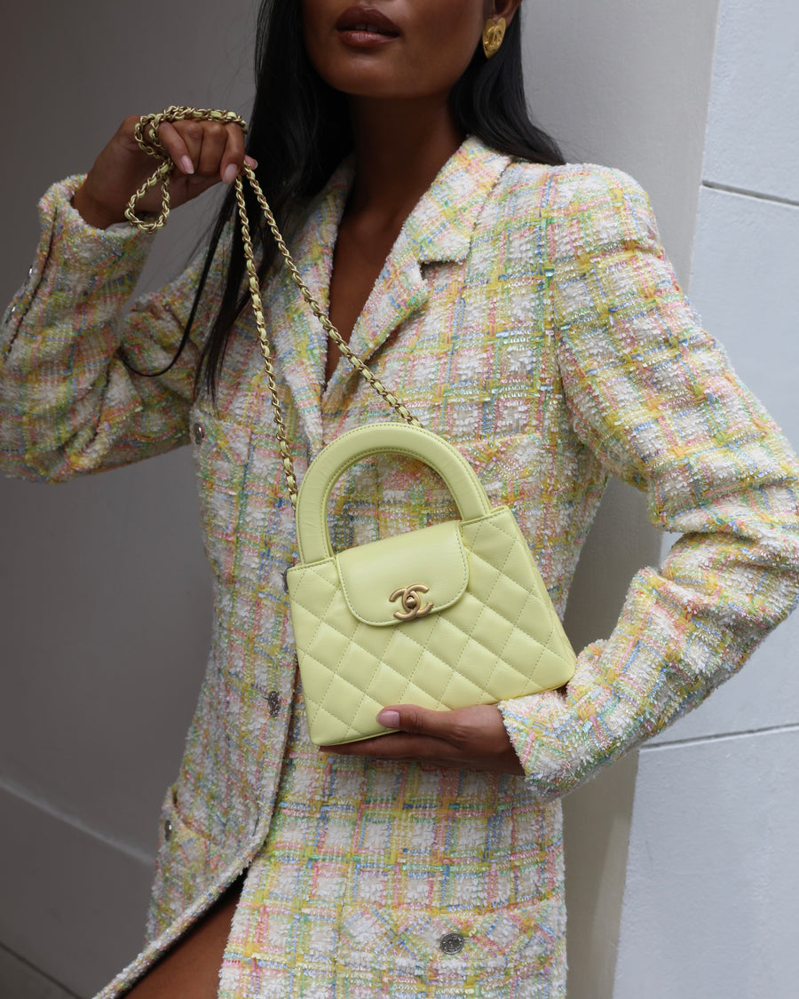 *HOT* Chanel Small Kelly Shopping Bag in Yellow Aged Calfskin with Brushed Antique Gold Hardware
