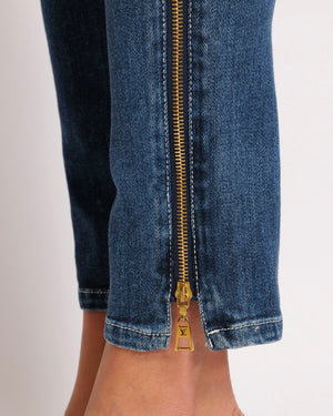 Louis Vuitton Skinny Jeans with Gold Zip Details and Logo Embroidery Size FR 34 (UK 6)