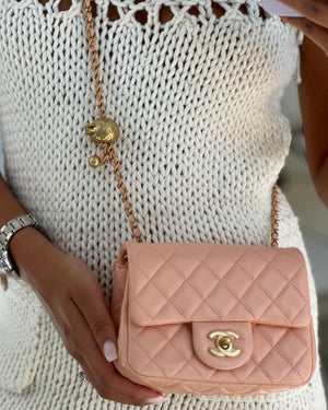 *RARE* Chanel Pearl Crush Mini Square Flap Bag with Brushed Gold Hardware