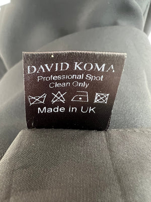 David Koma Black Long-Sleeve Mini Dress Crystal Bra Detail FR 42 (UK 14)