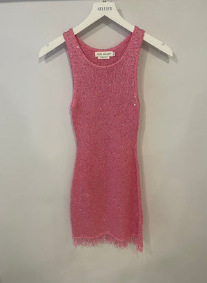 Asta Resort Pink Sequin Embellished Knit Natalia Mini Dress Size XS (UK 6) RRP £242