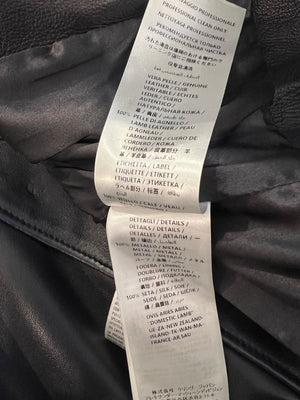 Alexander McQueen Navy Leather Fringed Trench Coat with Gold Eyelets Details Size IT 38 (UK 6)