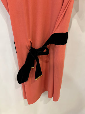 Louis Vuitton Coral Pink Mini Dress with Black Velvet Belt and Gold Logo Detail FR 38 (UK 10)