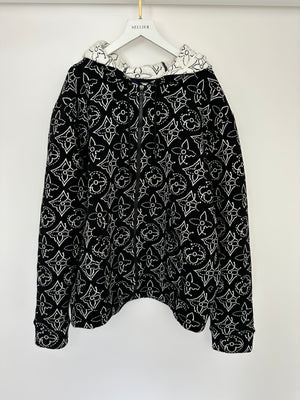 Louis Vuitton x NBA Mens Strategic Flowers Black and White Quilted Hoodie Size XXL (UK 46)