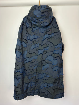 Christian Dior Navy & Black Camouflage Jacquard Long Sleeve Parka with Foldable Hood Size FR 34 (UK 6)