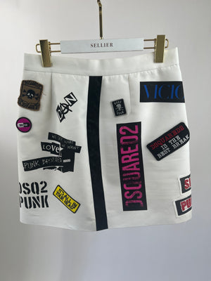 DSquared2 White Mini Skirt with Patch Detail Size IT 44 (UK 12)