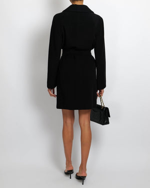 Max Mara Studio Black Wool Coat with Belt Detailing Size IT 44 (UK 12)