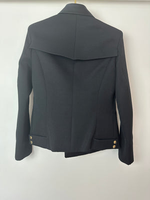 Balmain Black Double-Breasted Blazer with Safari Pockets and Gold Buttons Size FR 40 (UK 12)