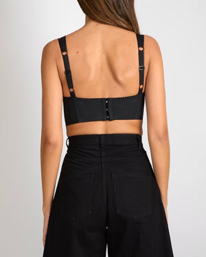 Dolce & Gabbana Black Lace Corset Bralette Top with Crossover Straps Size IT 36 (UK 4)