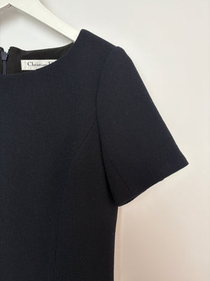 Christian Dior Black Short Sleeve Pleated Midi Dress FR 34 (UK 6)