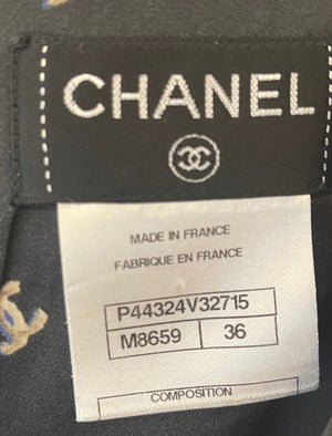 Chanel Black Silk Sleeveless CC Logo Top with Button Details Size FR 36 (UK 8)