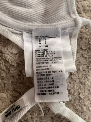 Miu Miu White Knit Bra with Logo Detail Size M (UK 10) RRP £615