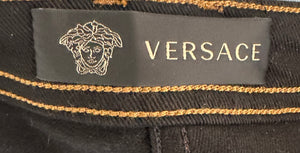 Versace Dark Black Denim Medusa '95 Jeans with Gold Logo Detail Waist 29 (UK 12)