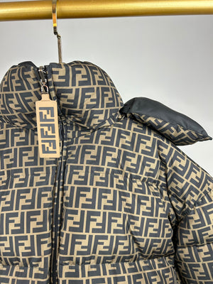 Fendi Black, Brown Monogram Reversible Down Jacket Size S (UK 8)