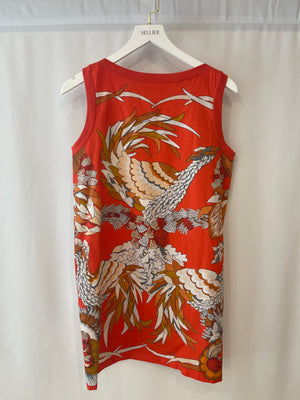 Hermès Coral Printed Sleeveless Mini Dress Size FR 34 (UK 6)