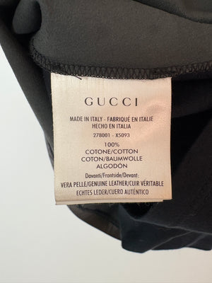 Gucci Vintage Black Short Sleeve Leather & Cotton Top Size XS (UK 6)