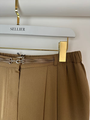 Lanvin Bronze Silk Straight Leg Trousers Size FR 38 (UK 10)