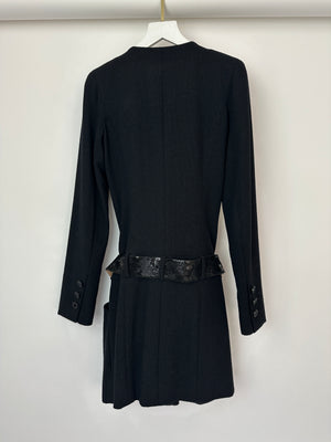 Chanel 09A Black Wool Short Dress with Crystal CC Buttons & CC Belt Details Size FR 34 (UK 6) RRP £3120