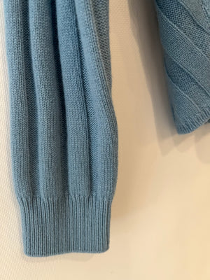 Loro Piana Blue Cashmere V Neck Knitted Jumper Size IT 38 (UK 6)
