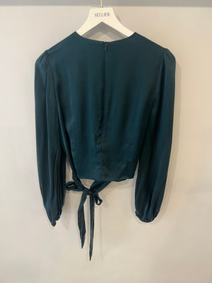 Zimmermann Dark Green Silk Long-Sleeved Wrap Top Size 2 (UK 12)
