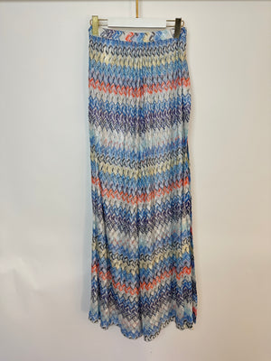 Missoni Blue, Orange, Yellow, and Black Chevron Trousers with Side Slit Size IT 40 (UK 8)