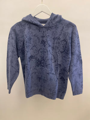 Christian Dior Kids Blue Floral Hooded Jumper with Logo Size 10 years RRP £690