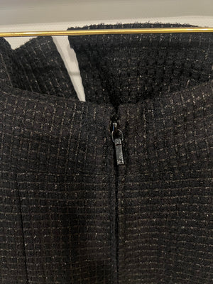 Chanel Black Shimmery Sleeveless Tweed Bustier Top with Silver CC Logo Button Size FR 34 (UK 6)