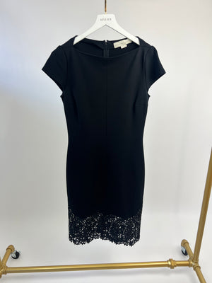 Stella McCartney Black Midi Dress with Flower Embroiders FR 44 (UK 16)