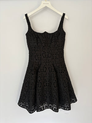Emilia Wickstead Black Sleeveless Floral Lace Mini Dress Size UK 6