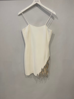 David Koma White Mini Dress with Silver Embellishments Size UK 8 RRP £1,800