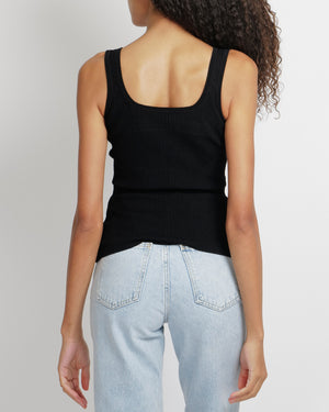 Alexander McQueen Black Ribbed Sleeveless Bodycon Top Size FR 38 (UK 10)