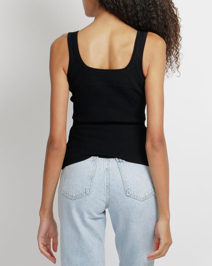 Alexander McQueen Black Ribbed Sleeveless Bodycon Top Size FR 38 (UK 10)