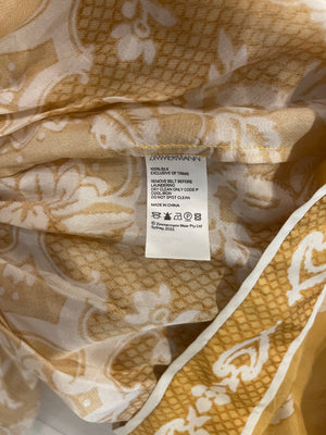Zimmermann Yellow Silk Mini Raie Dress with White Floral Print and Beaded Belt Detail Size 0 (UK 8) RRP £850