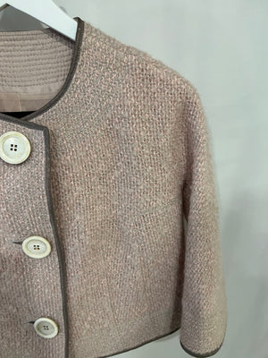 Louis Vuitton Pink Wool Tweed Jacket with Gold Detailing Size FR 38 (UK 10)