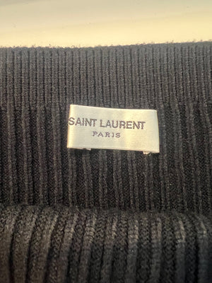 Saint Laurent Gold Metallic Ribbed Mini Skirt Size FR 36 (UK 8)