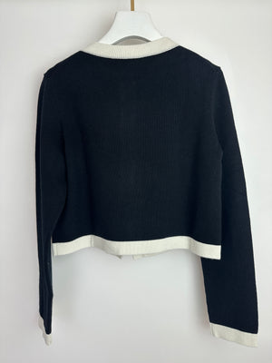 Chanel 24C Black & White Cashmere Long Sleeve Cardigan with CC Buttons Detail Size FR 36 (UK 8) RRP £3200
