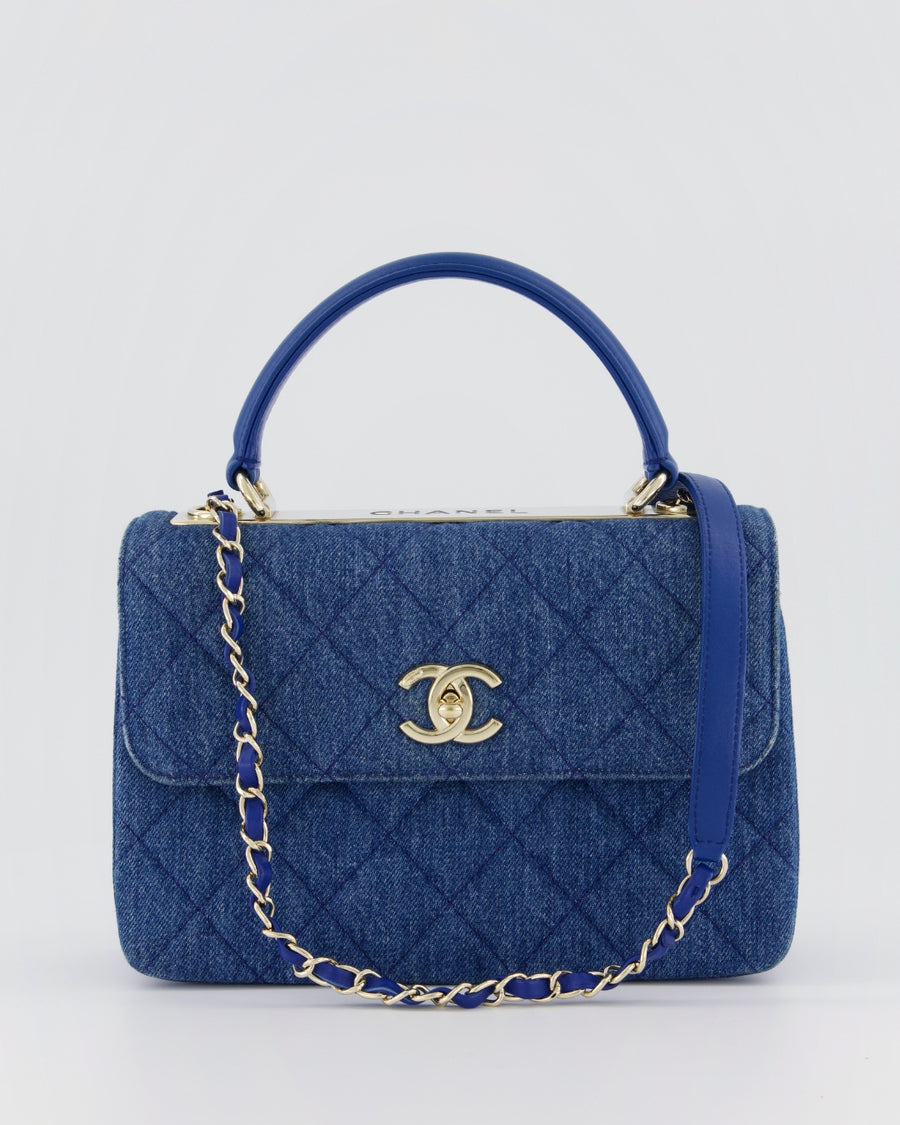 Chanel Small Denim Quilted Trendy Bag with Champagne Gold Hardware