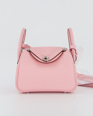 *SUPER HOT* Hermès Mini Lindy II Bag in Rose Sakura Taurillon Clemence Leather with Palladium Hardware
