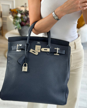 *RARE* Hermes Birkin Bag 40cm HAC in Bleu Navy Togo Leather With Palladium Hardware