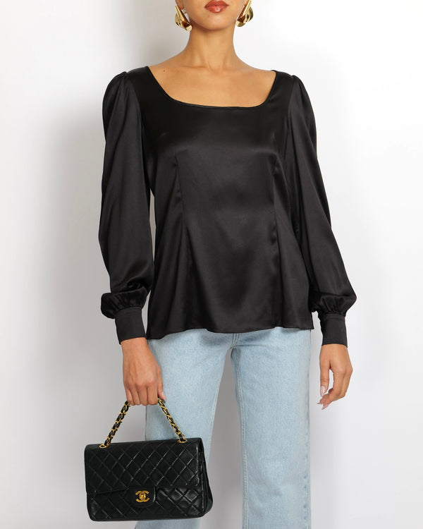 Dolce & Gabbana Black Silk Long-Sleeved Top Size IT 44 (UK 12)