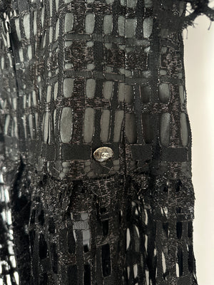 Chanel Black Iridescent Lace Dress With Concealed Zip Closure At Front Size FR 38 (UK 10)