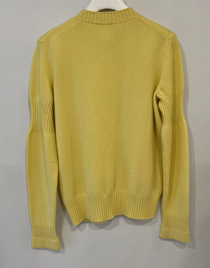 Chanel Yellow Cashmere Cardigan with Silver CC Logo Buttons Size FR 38 (UK 10)