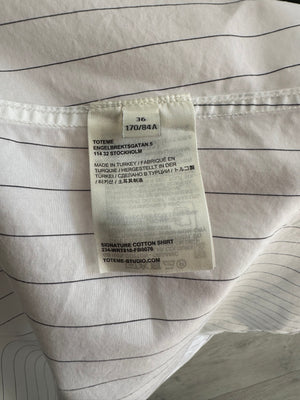Toteme Pinstripe White Shirt With Logo Embroidery Detail Size FR 36 (UK 8)